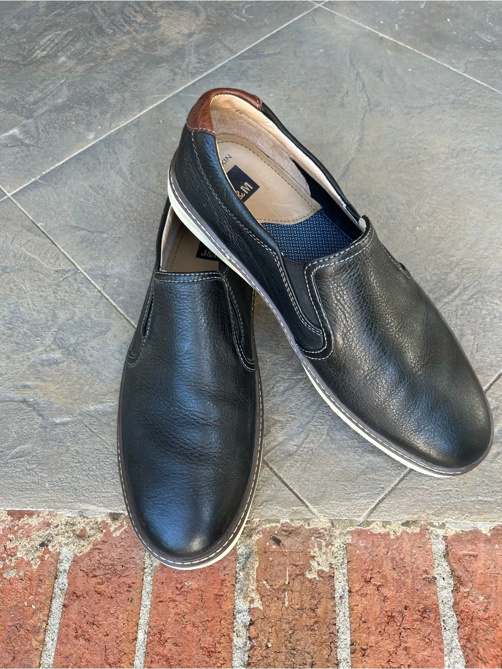 Johnson&Murphy McGuffy Black Slip-On Loafers Casual Comfort Sz 10